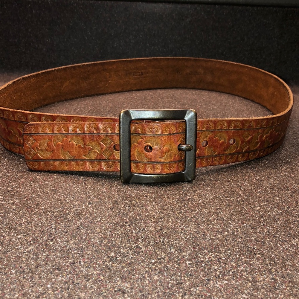 Fossil Leather Embossed Belt